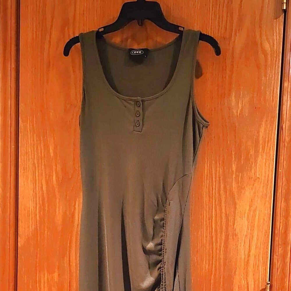 Cider Rib Button Drawstring Midi Dress - Picture 2 of 5